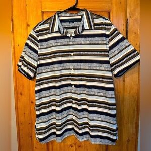 Perry Ellis Funky Fun Striped Short Sleeve Button Down - Like New
